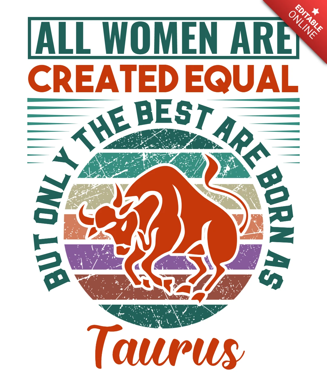 Vintage Taurus Design Template: Empowering Women with Bold Typography