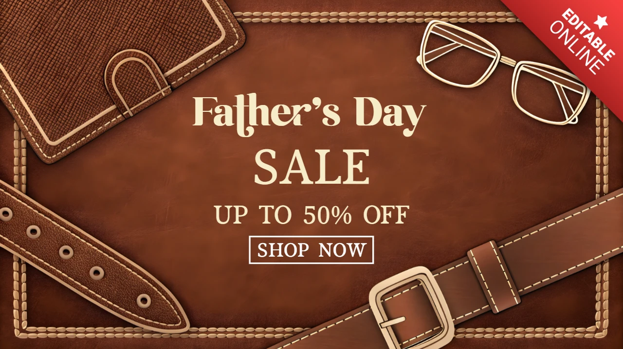 Vintage Leather Father's Day Sale Template with Brown Design
