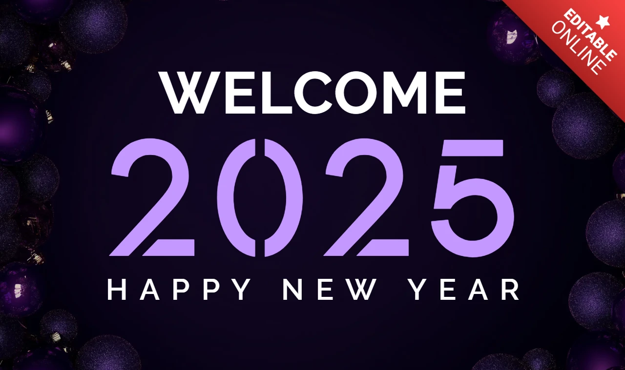 Welcome 2025 Elegant Purple New Year Design Template