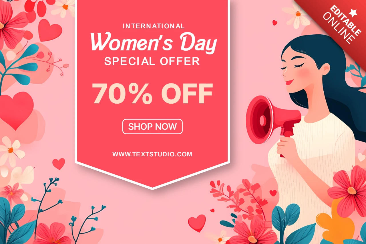 Women's Day Special Offer Design Template - 70% Off Celebration