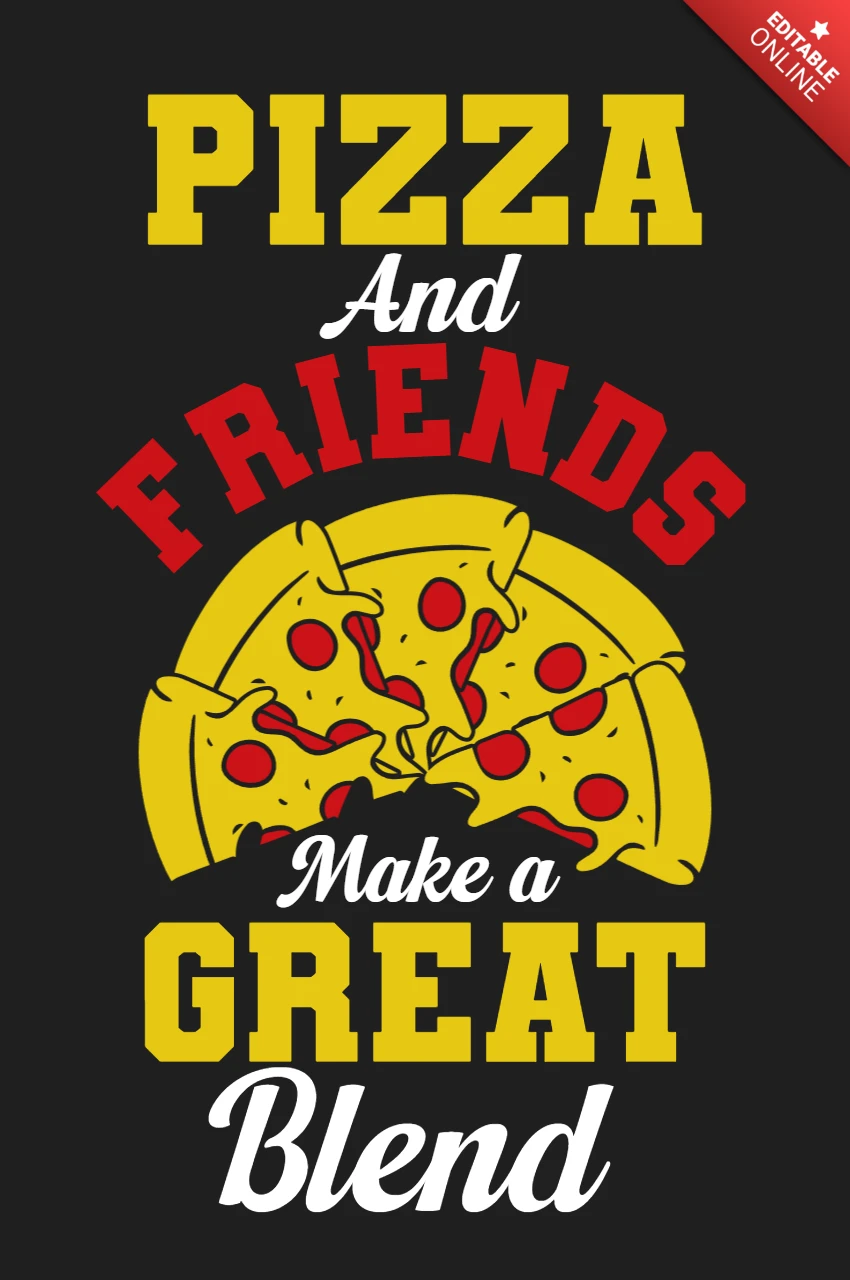 Pizza und freunde t-shirt design vorlage