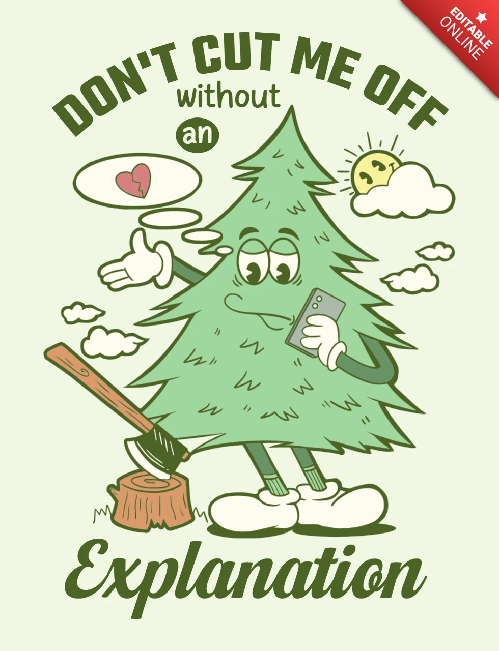 Ne me coupe pas avec l'illustration réfléchie d'un pin, modèle de design de t-shirt pour sensibiliser.