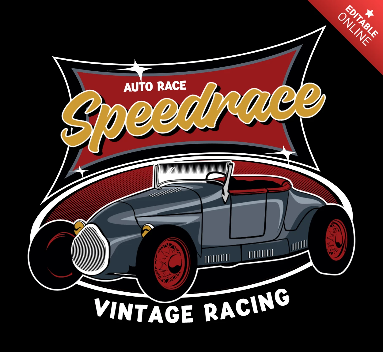 Speed Race Vintage Racing Car T-shirt Design Template