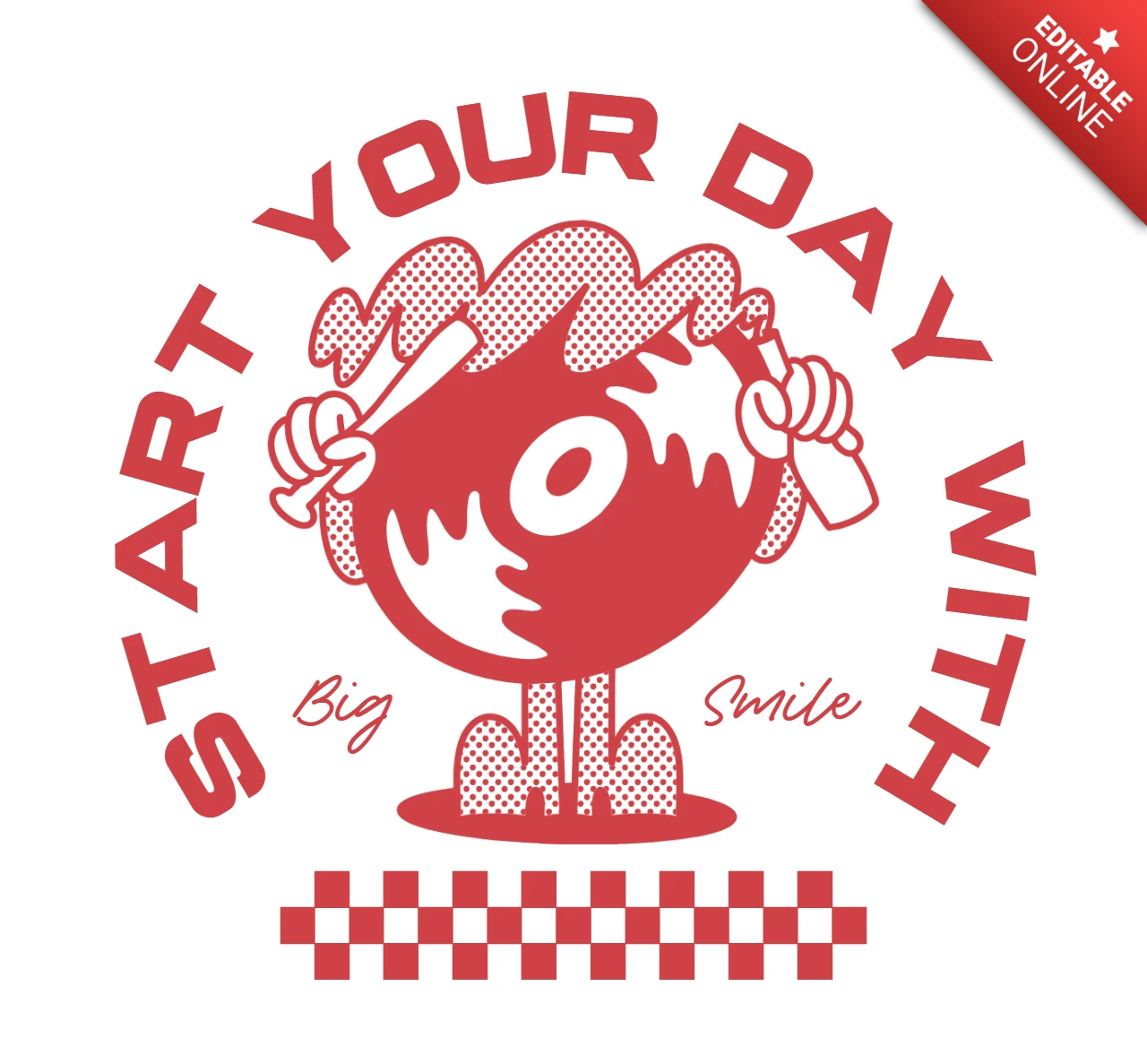 Speelse retro ontwerp sjabloon: begin je dag met een grote glimlach