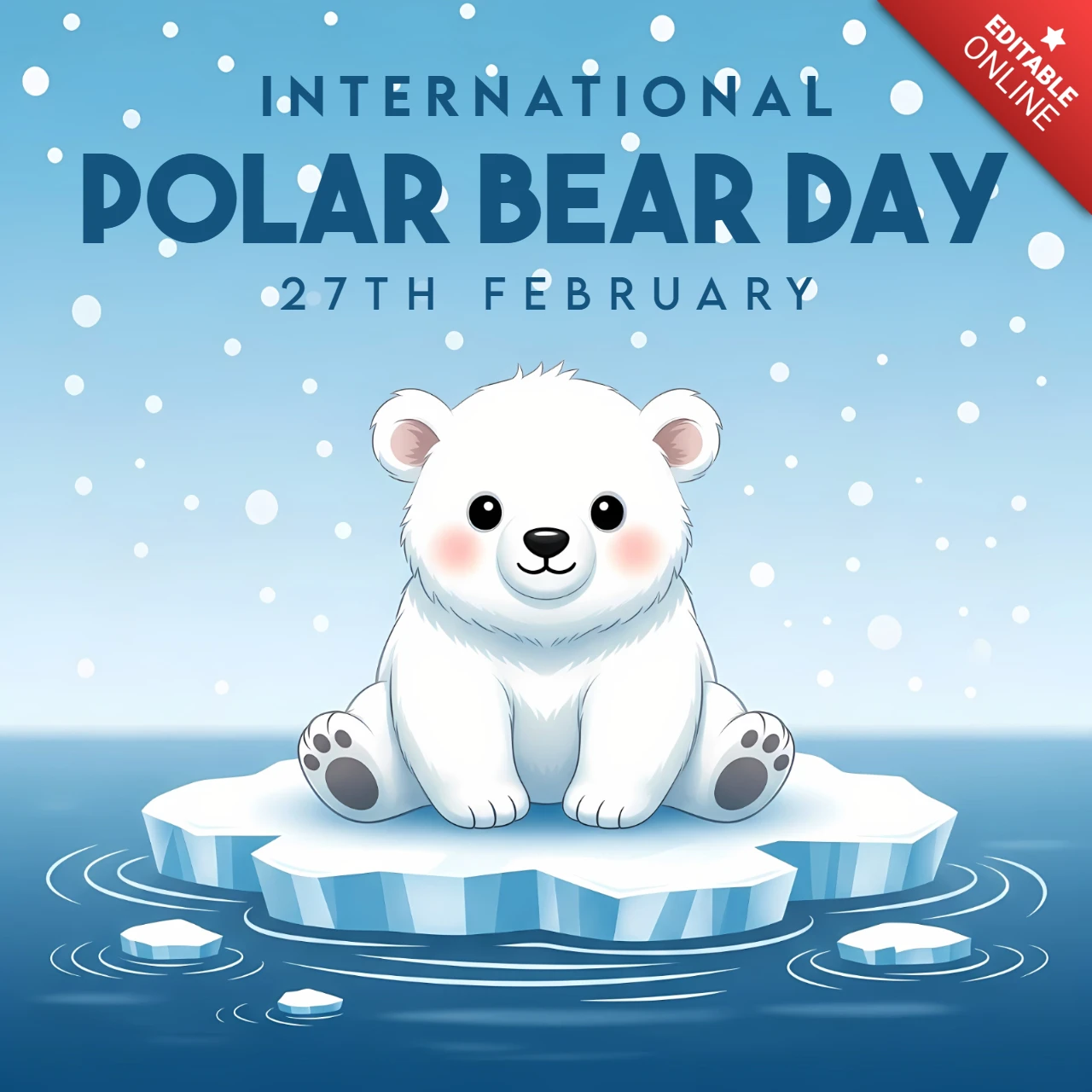 Template de design para celebração do Dia do Urso Polar para pôsteres e cartões de saudação