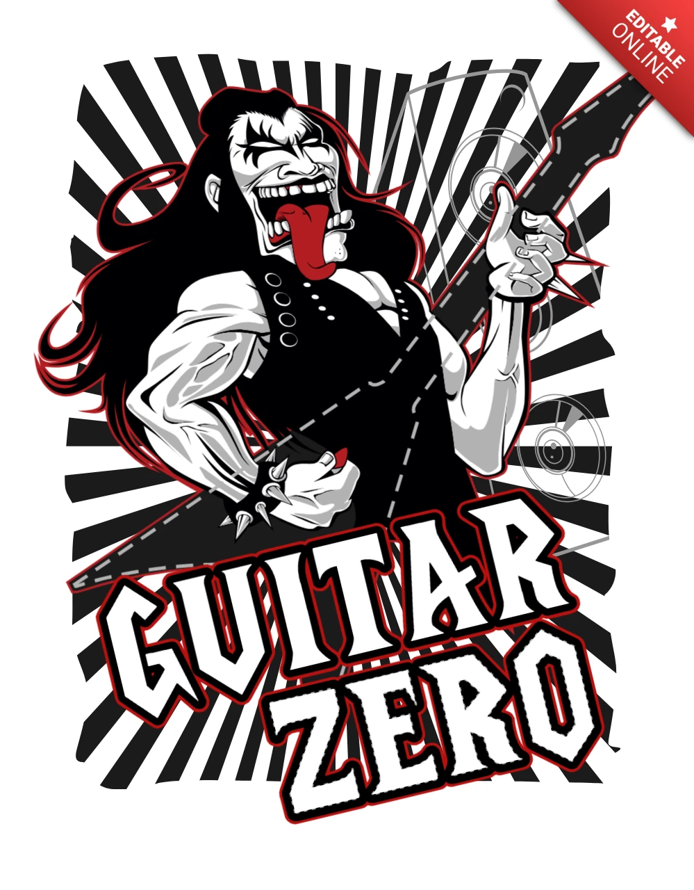 Guitar Zero T-shirt Design Template
