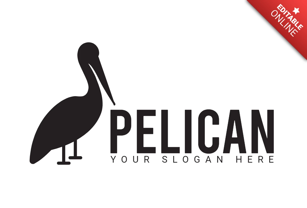 Pelikan kuşu logo tasarım şablonu