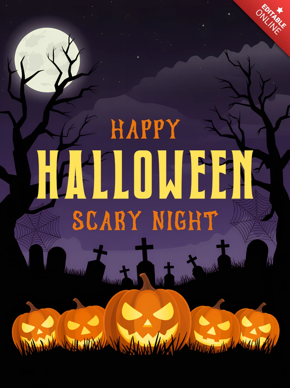 Spooky Halloween Pumpkin Design Template for Party Invitations