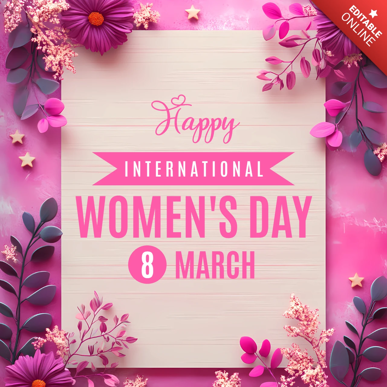 Pink Editable Women's Day Celebration Template Design for March 8th