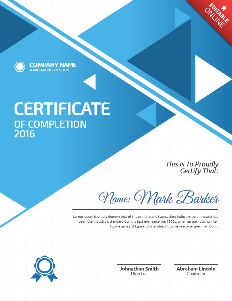 Certificado corporativo moderno abstracto plantilla de diseño de correos