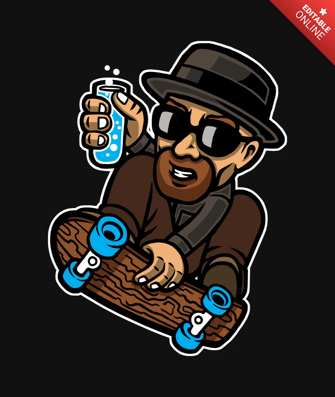 Skateboarding Heisenberg Popkultur T-Shirt Design Vorlage