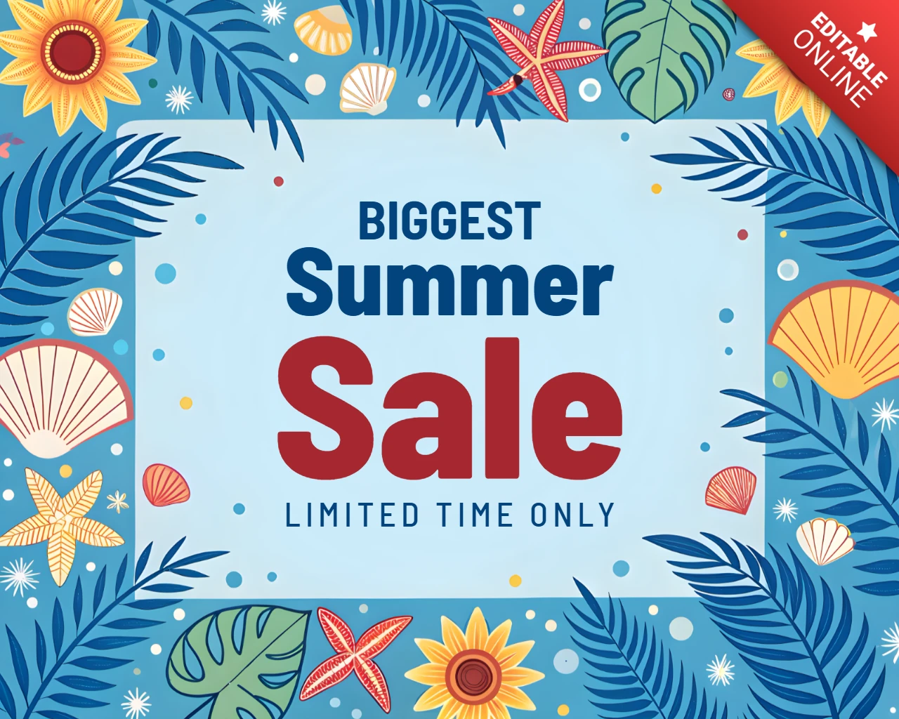 Vibrant Summer Sale Design Template with Tropical Floral Elements