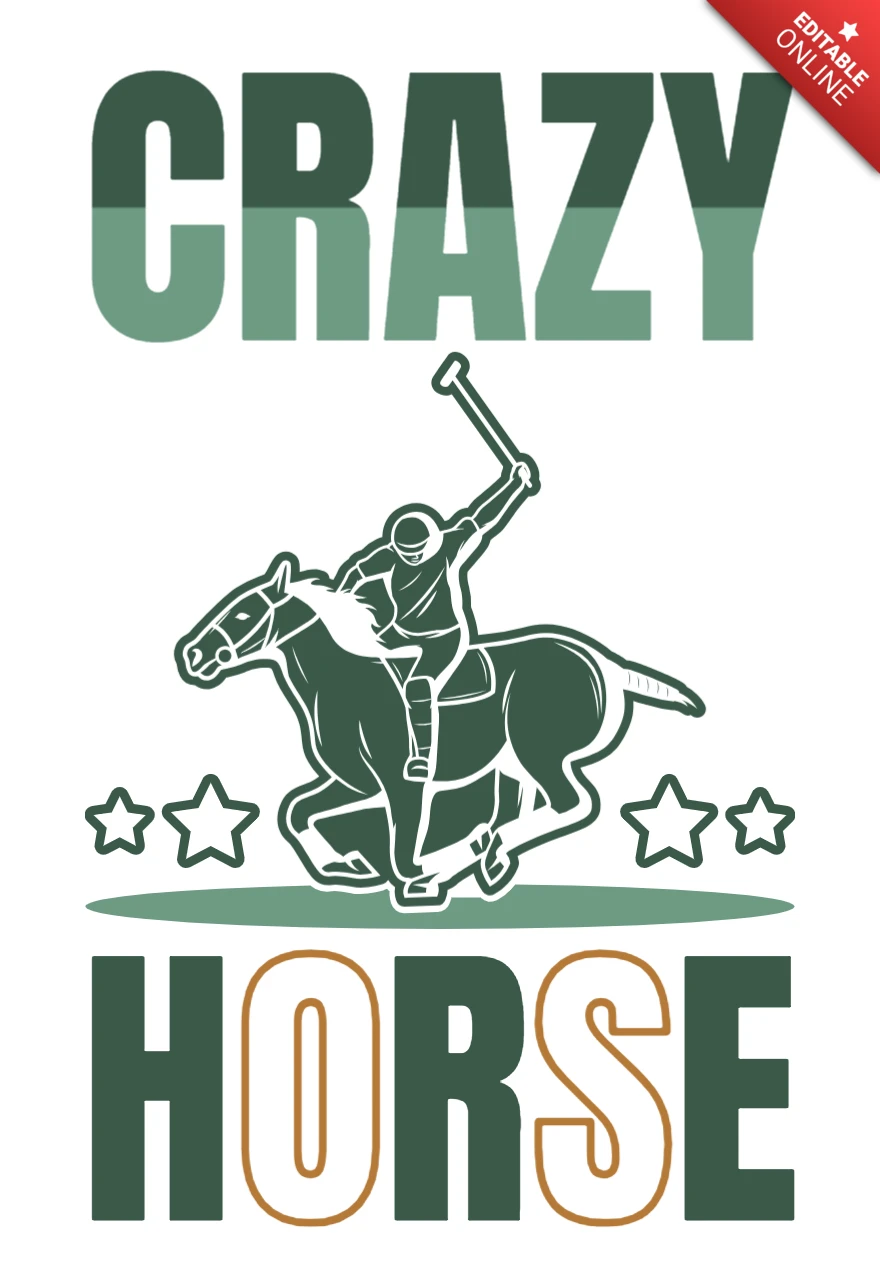 Modelo de design de pólo Crazy Horse - estilo gráfico esportivo vintage