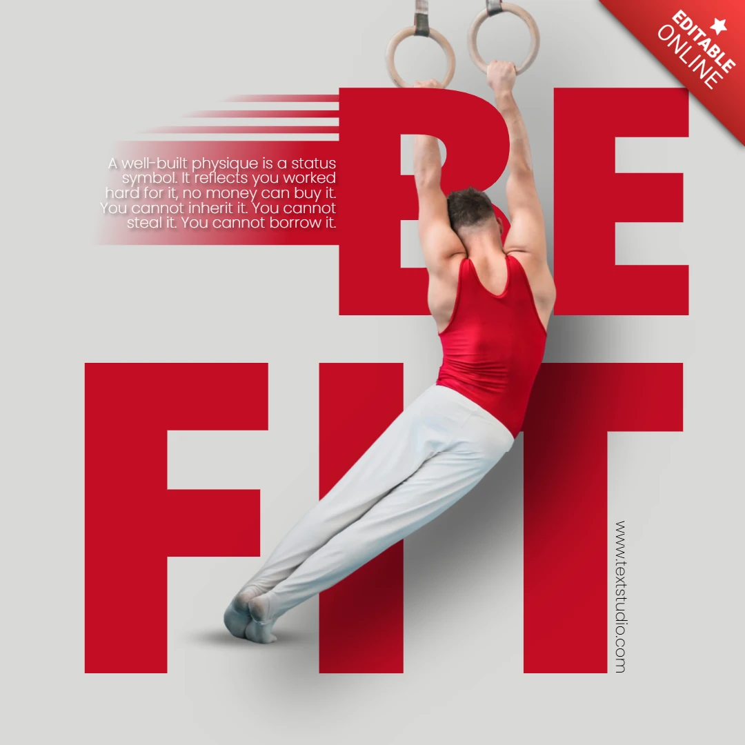 Kırmızı ve gri fitness alıntısı modern instagram gönderi tasarım şablonu