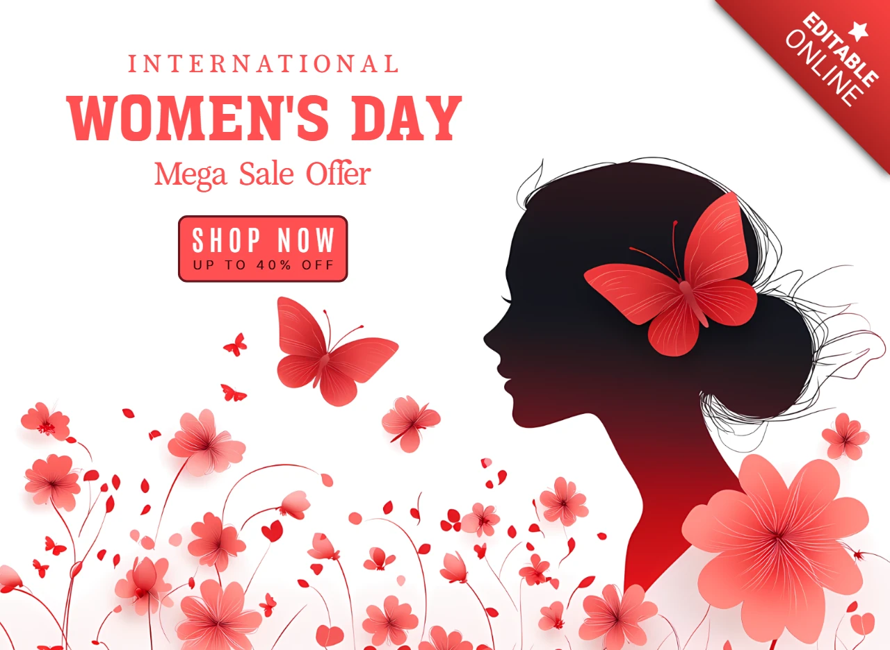 Plantilla de marketing digital para el Día Internacional de la Mujer con diseño de silueta minimalista