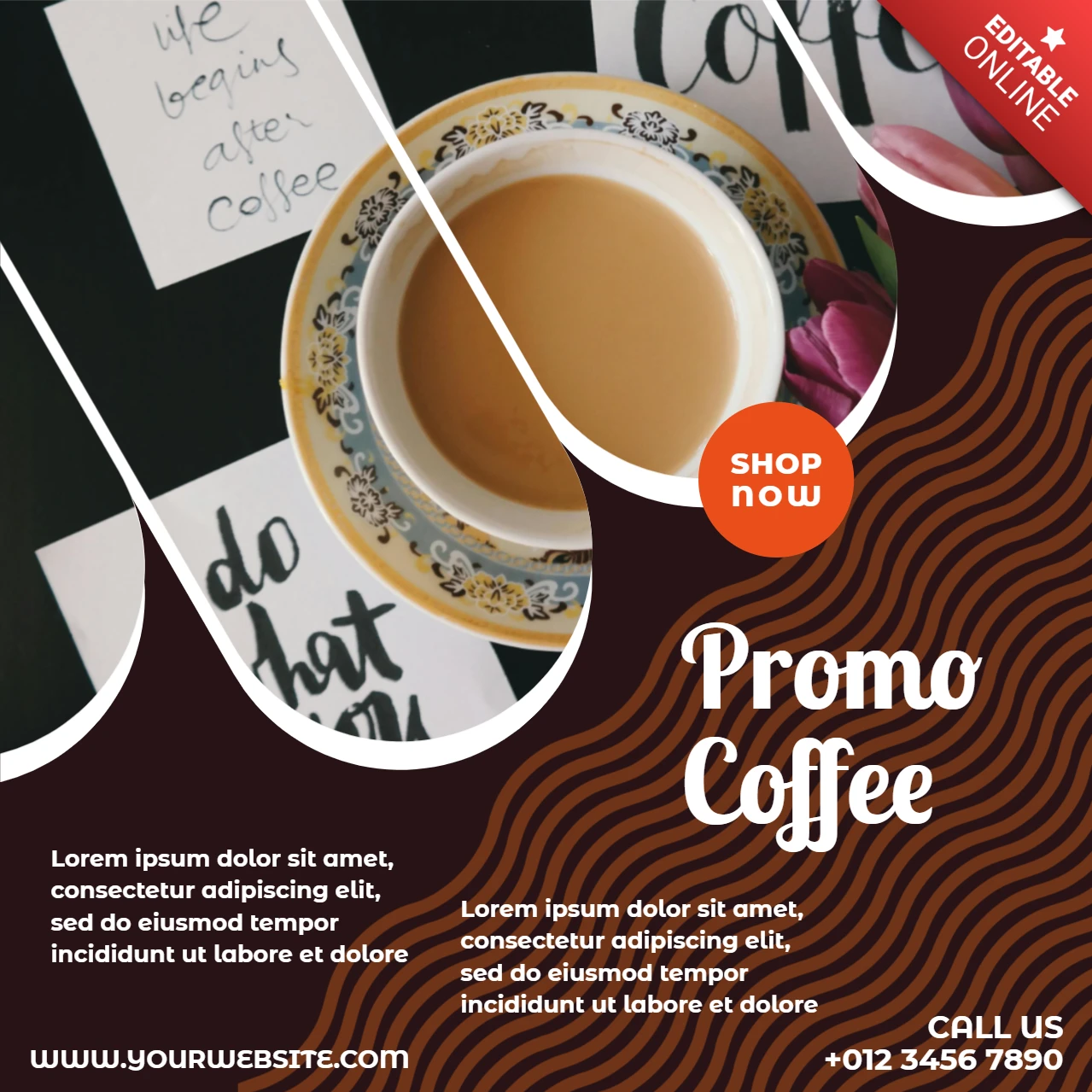 Coffee Shop Promotional Social Media Post Design Template