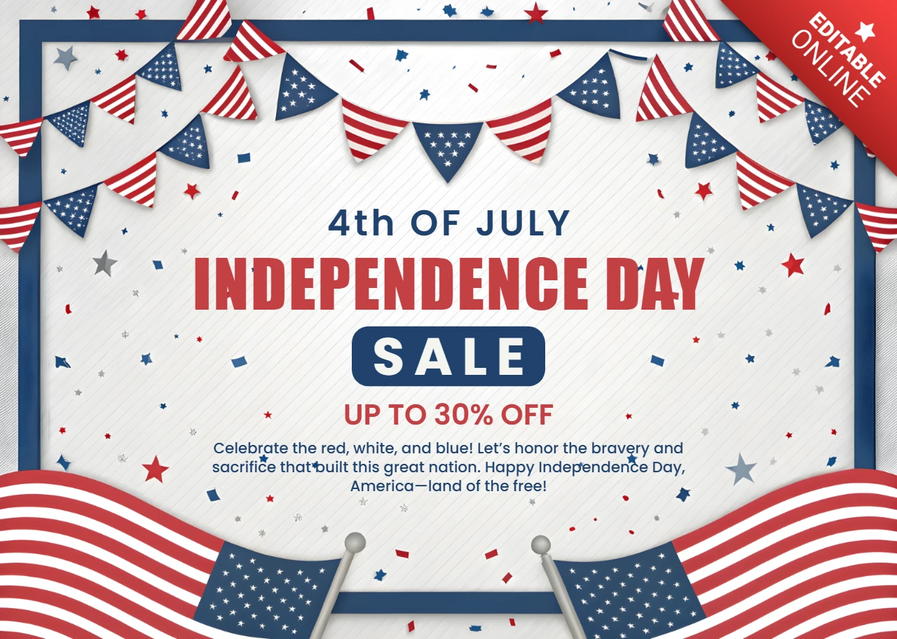 Modèle de design de vente pour le jour de l'indépendance avec des bannières et des drapeaux américains