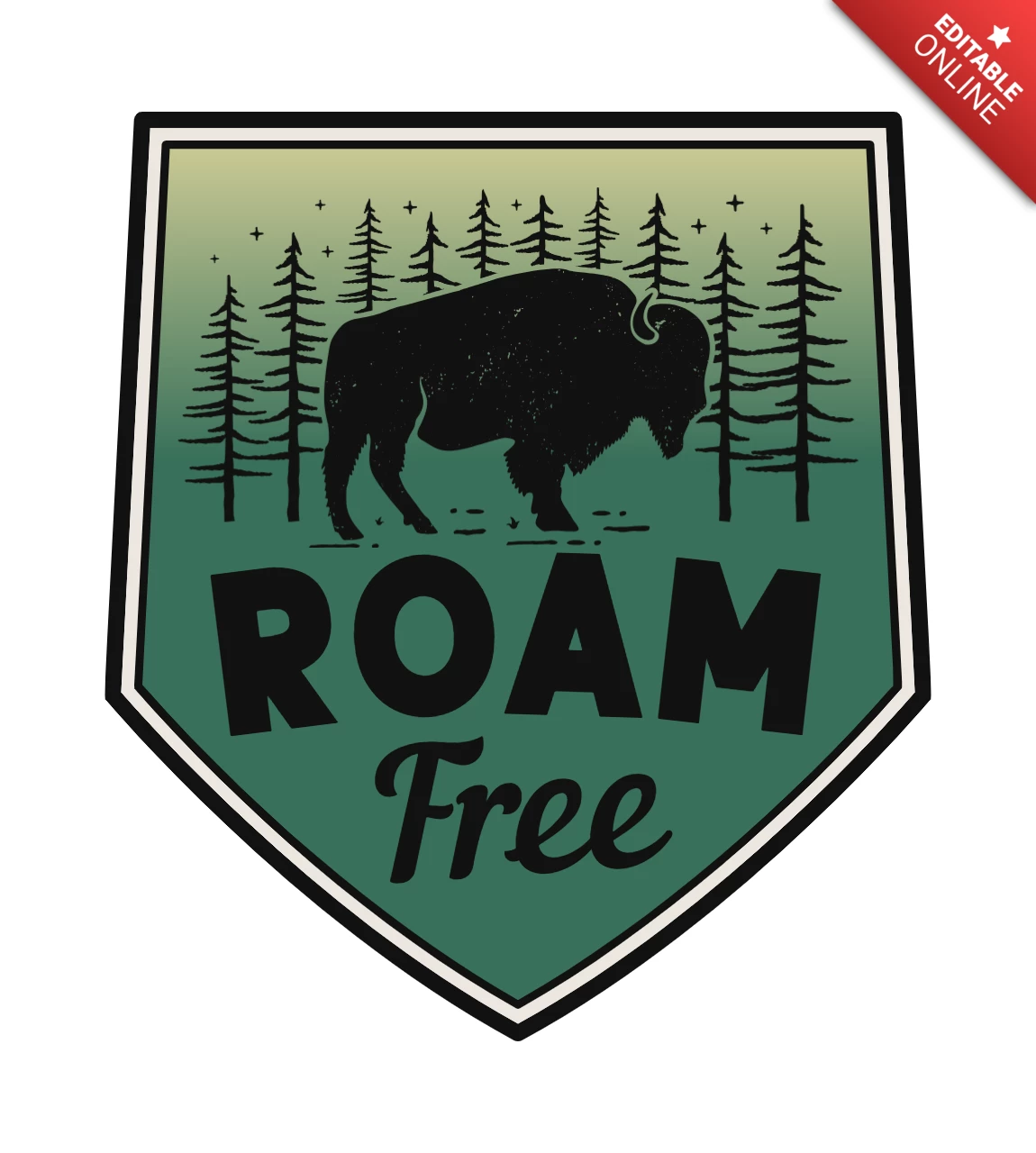 Camping Bison Abzeichen Vorlage Design