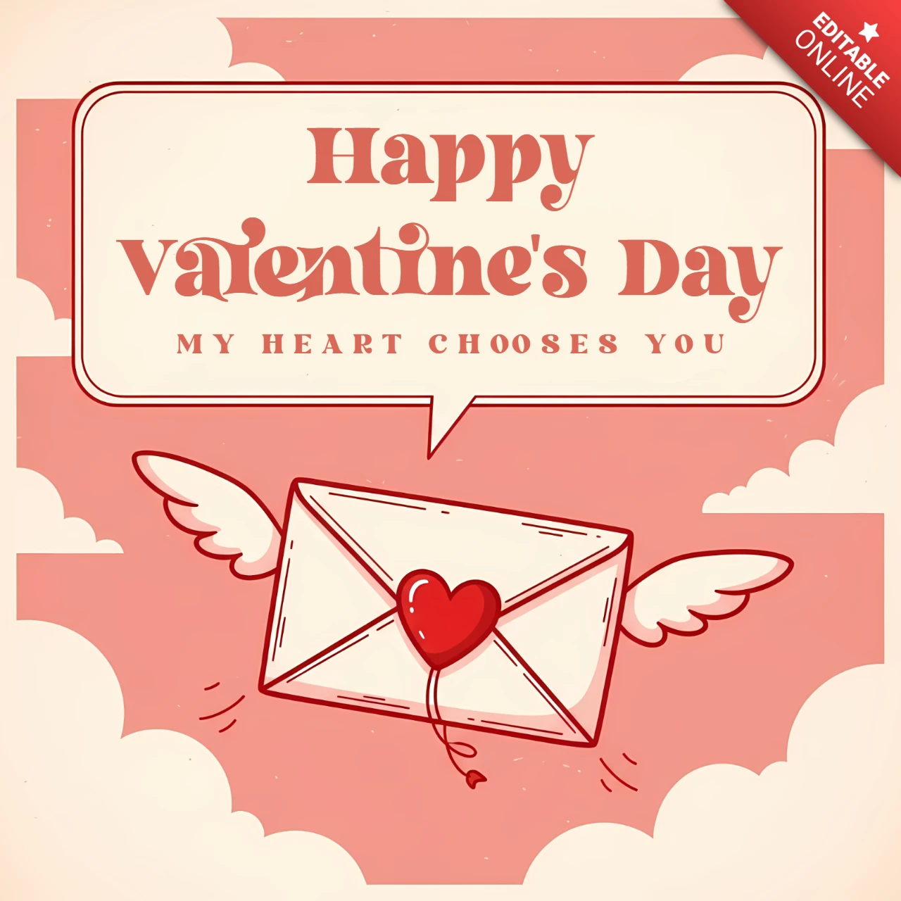Valentinstag Grußkarten Vorlage mit verspieltem, vintage Liebesbriefdesign
