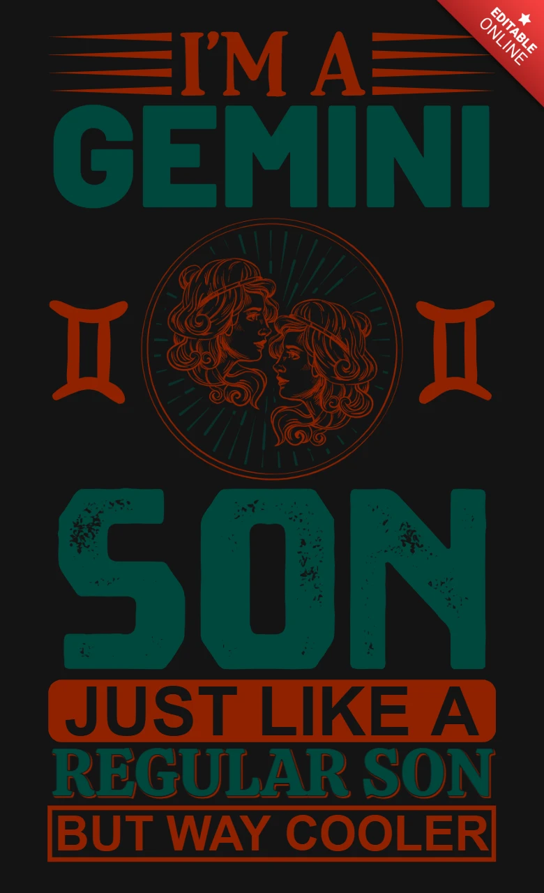 Gemini Son Vintage Design Template - Cool Zodiac Graphic for Customizable Gifts