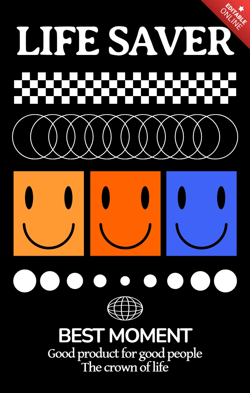 Plantilla de diseño de sonrisa juguetona para mercancía con tema de salvavidas.