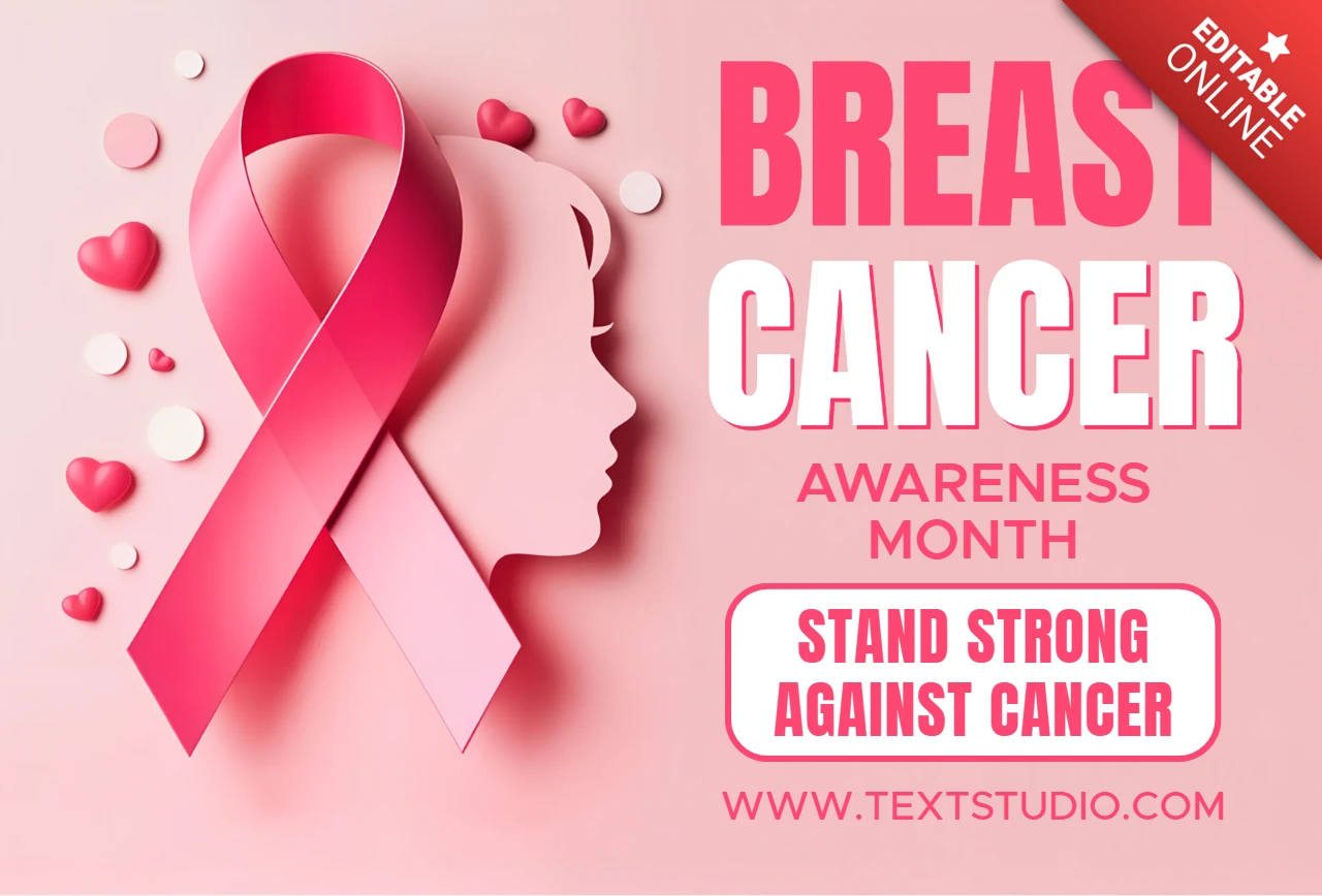 Breast Cancer Awareness Month Template with Pink Ribbon Design for Posters
