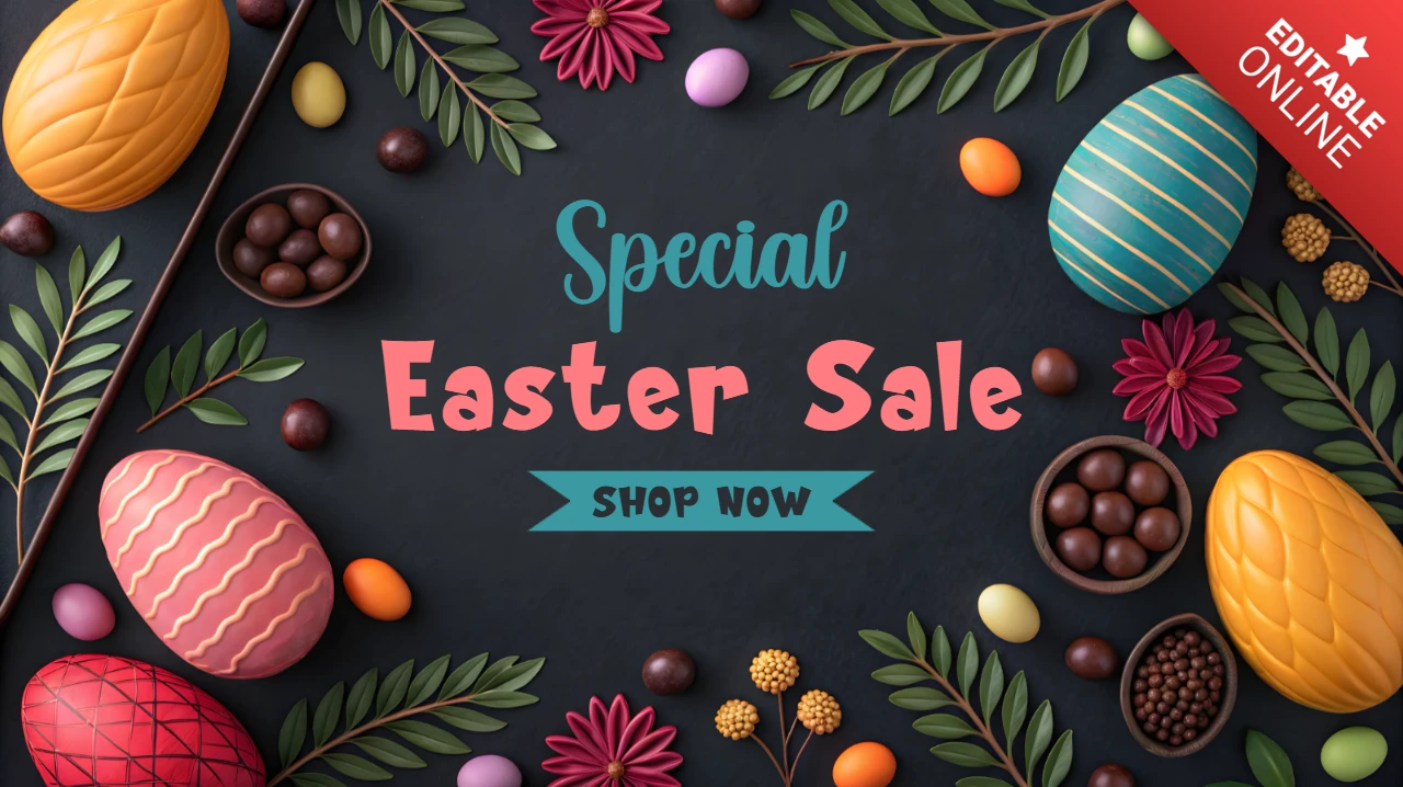 Modello di design colorato per la vendita di Pasqua con elementi festivi