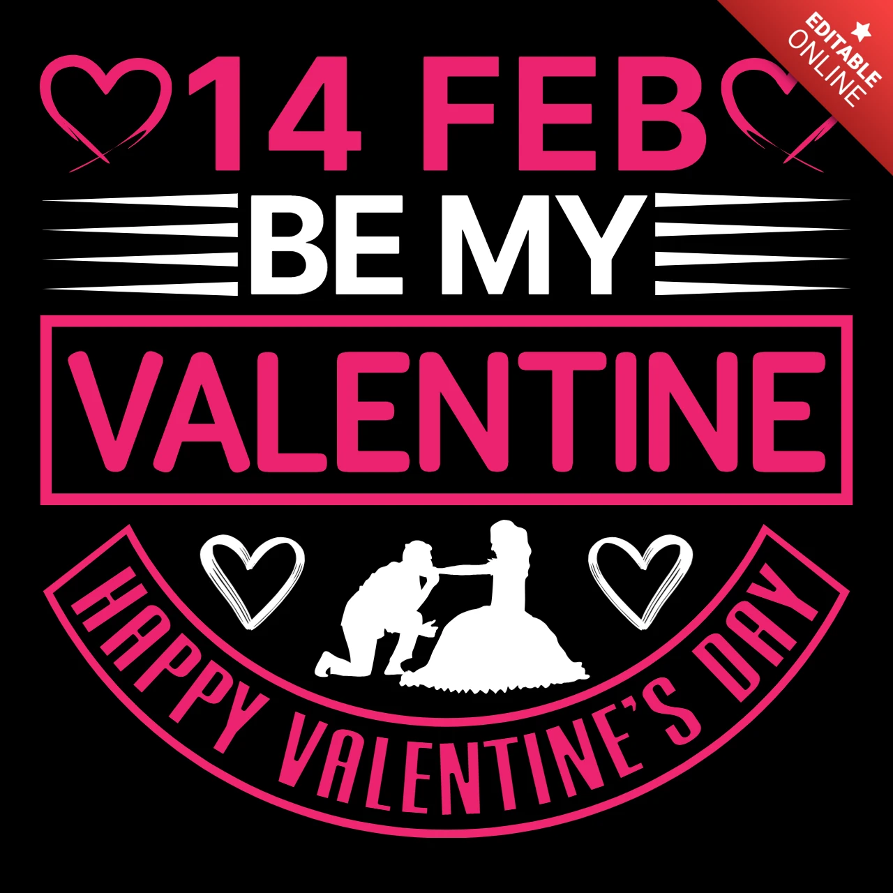 Editable Valentine's Day Design Template with Romantic Typography and Graphics
