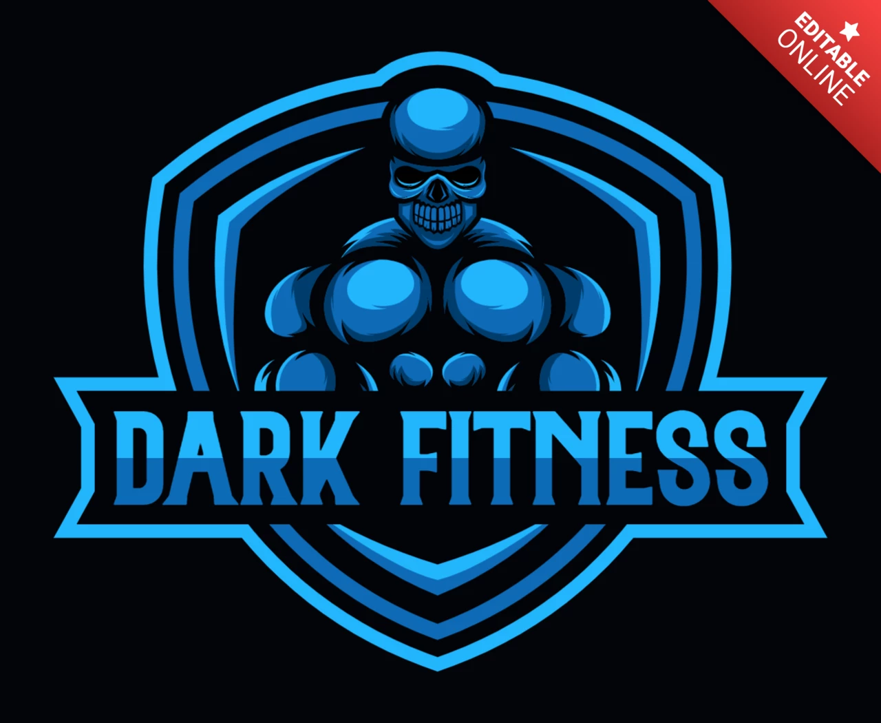 Skull Fitness Sport Logo Design Template