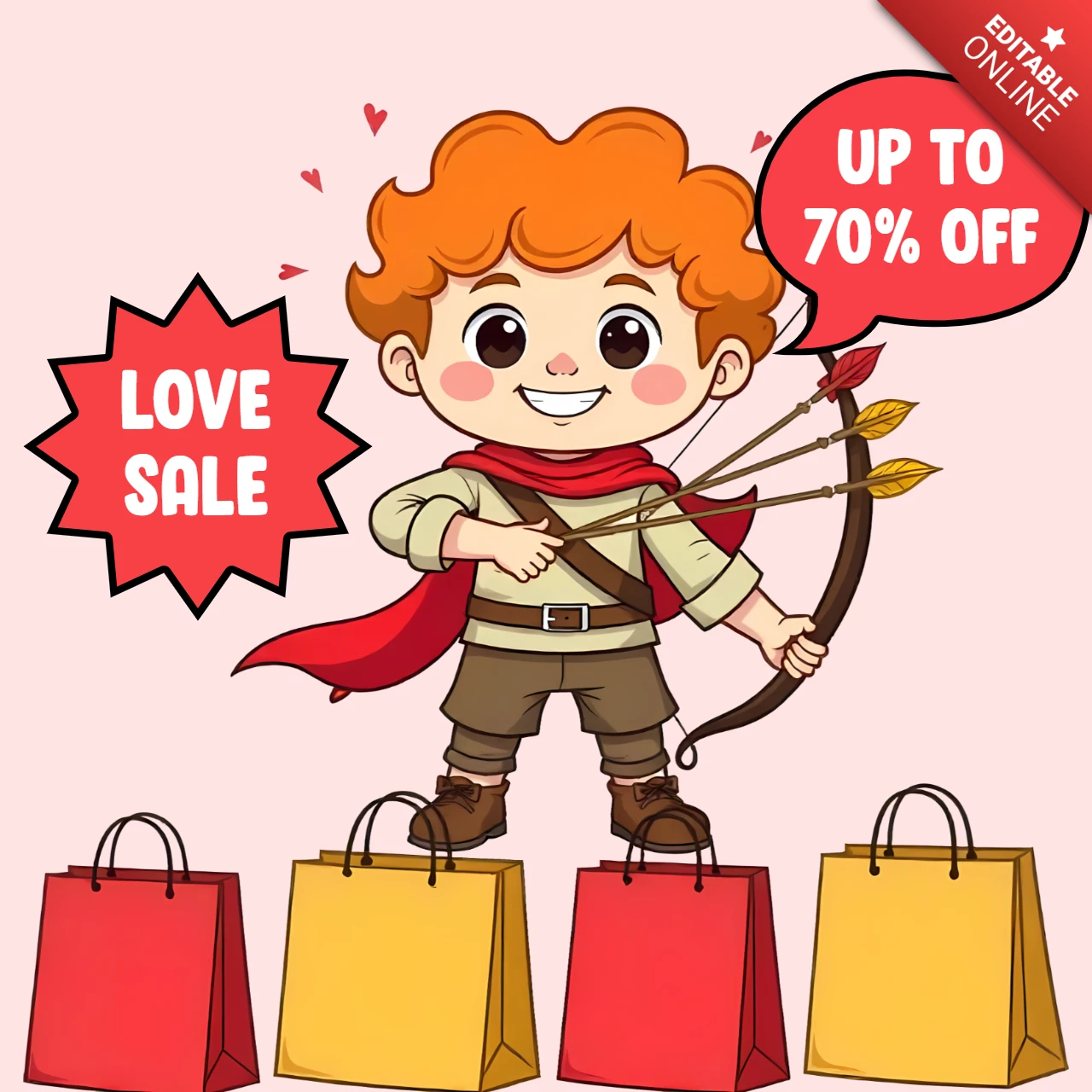 Designvorlage für den Valentinstagsverkauf - bis zu 70% Rabatt!