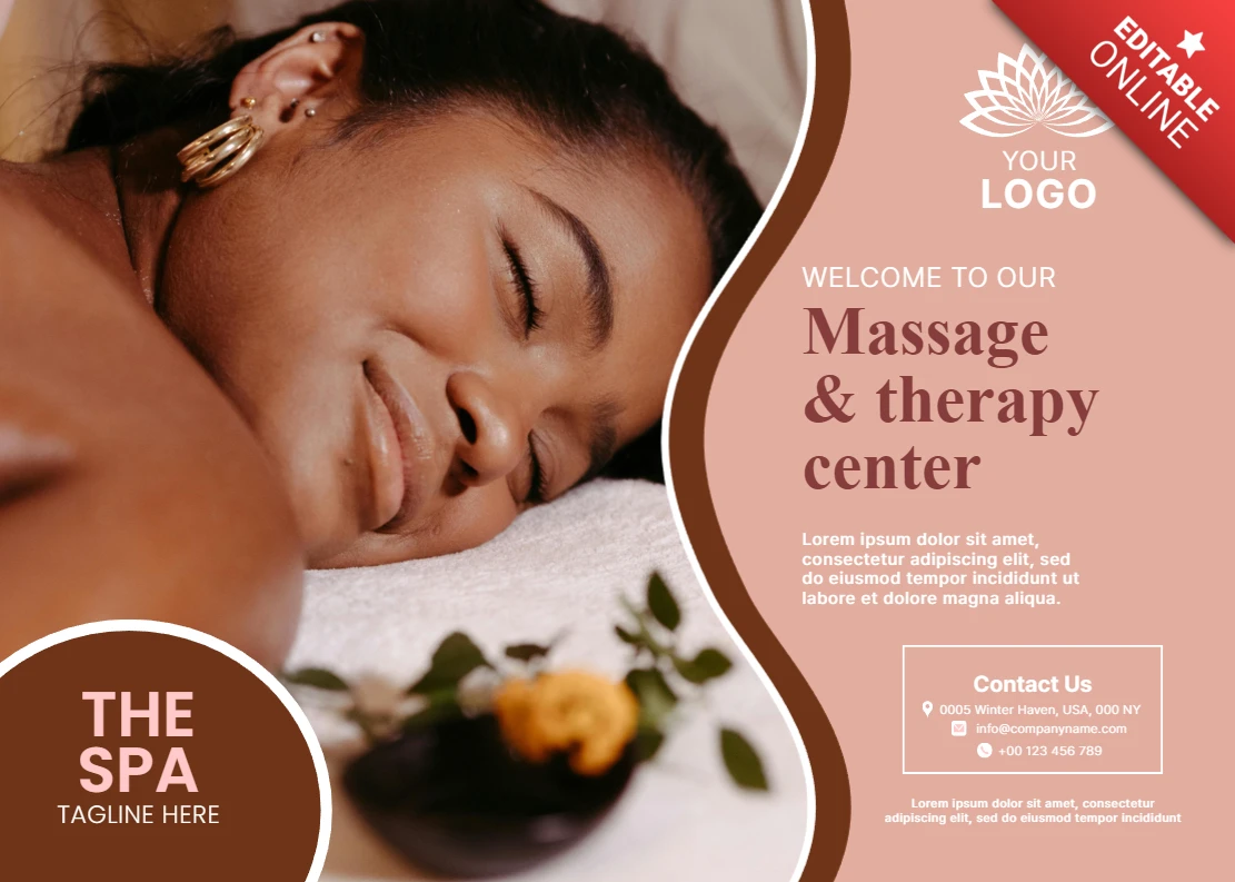 Elegant Spa Therapy Center Design Template for Wellness Brochure