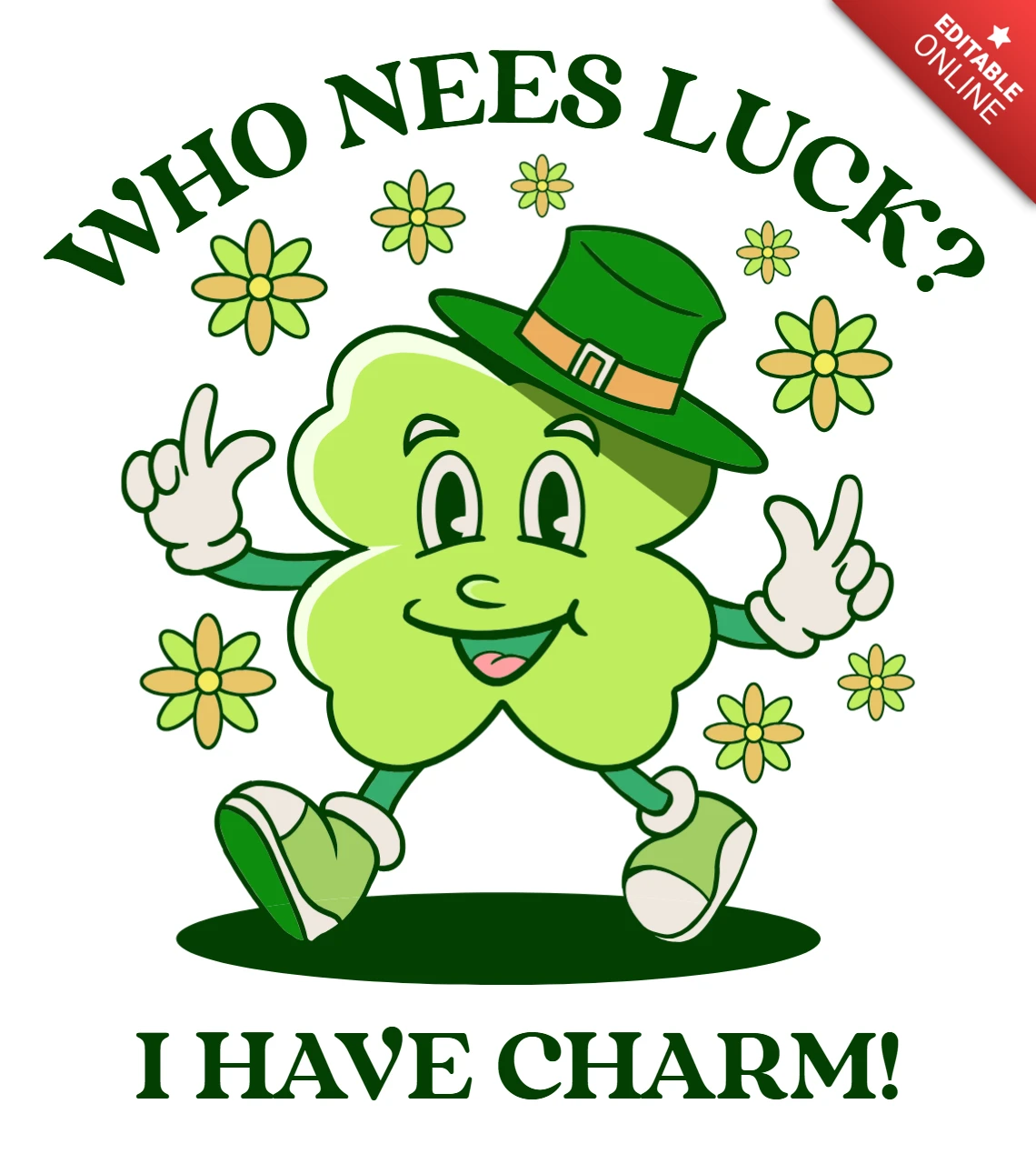 Charmante leprechaun ontwerpsjabloon voor St. Patrick's Day T-shirt