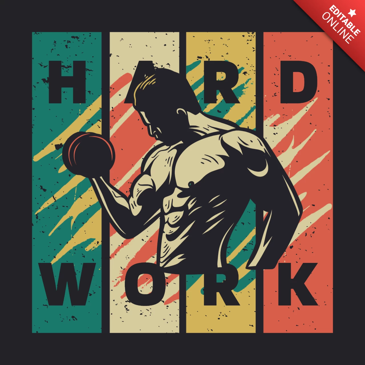 Plantilla de diseño de camiseta vintage de levantamiento de pesas de hombre culturista