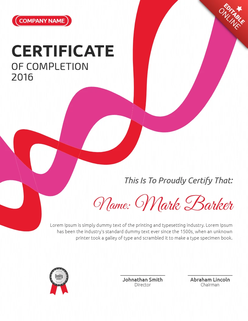 Abstracte zakelijke werknemer certificaat van voltooiing post ontwerpsjabloon