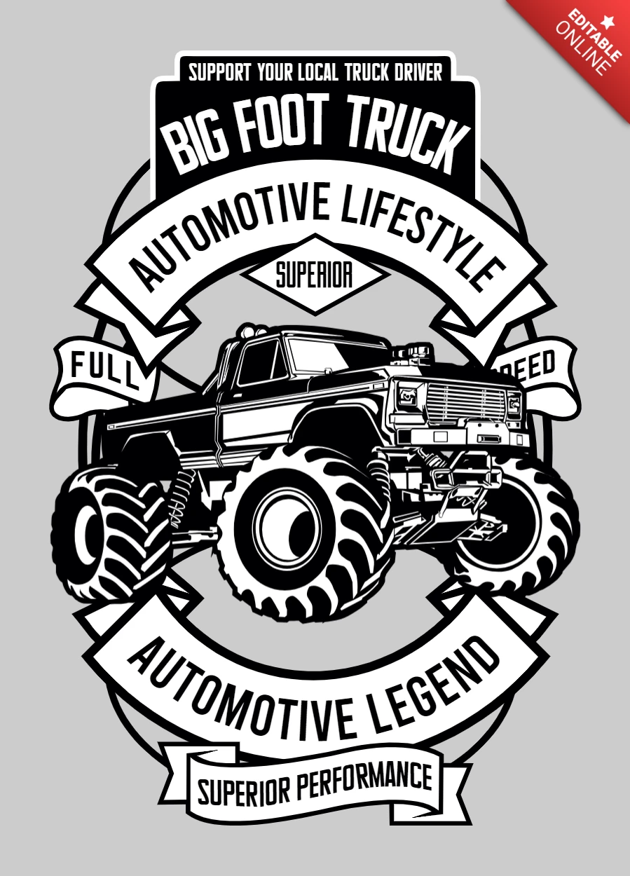Modèle de conception de t-shirt de camion Big Foot