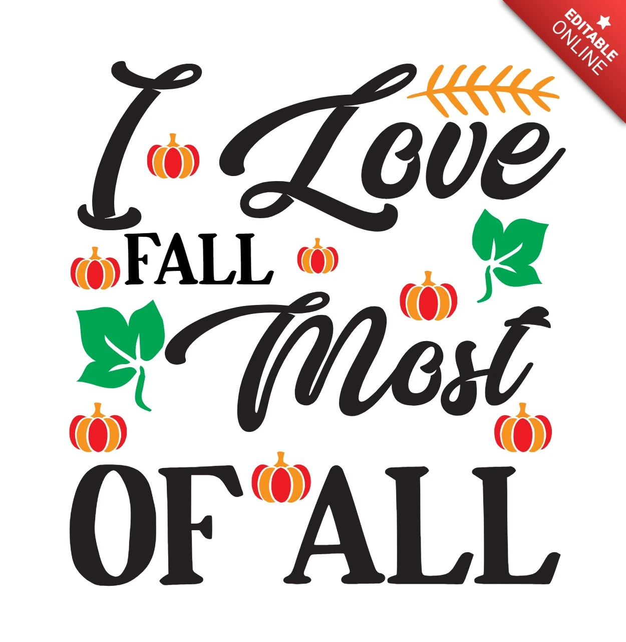 Ik hou het meest van de herfst t-shirt ontwerpsjabloon