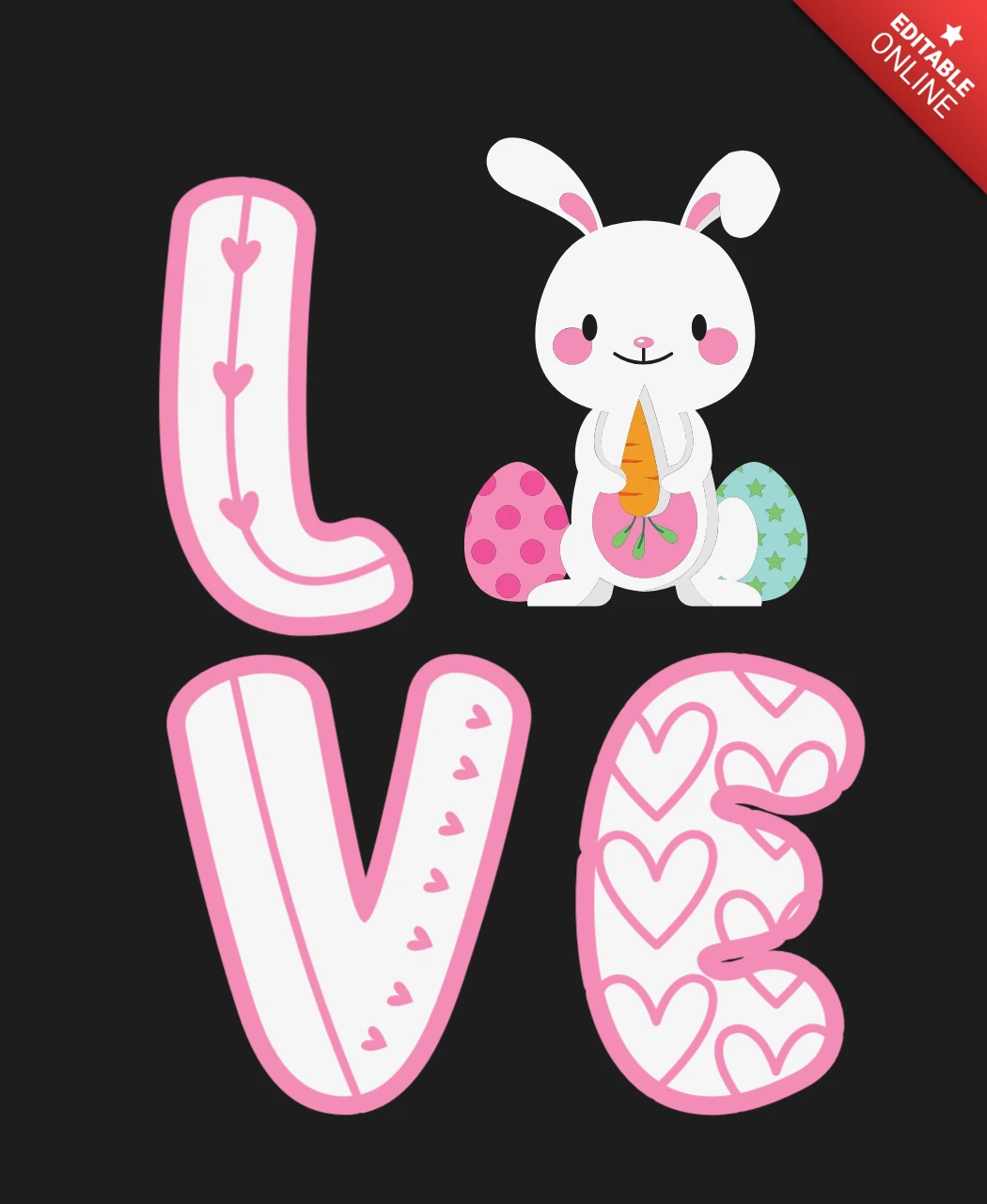 Modelo de design de camiseta de Páscoa do coelhinho do amor