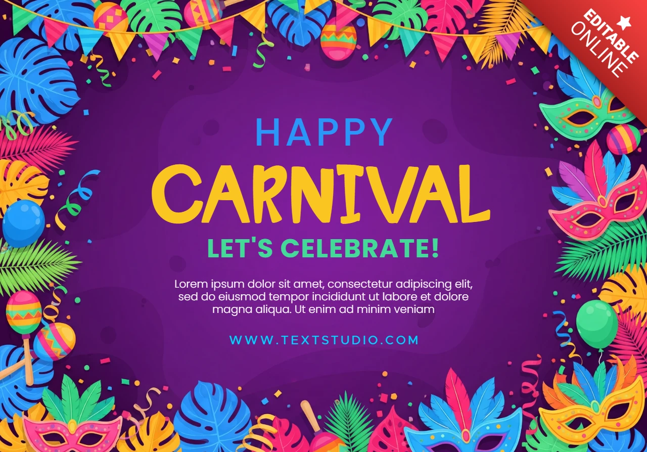 Decorative Mask and Balloon Theme with Radiant Glow and Festive Vibes Carnival Celebration Poster