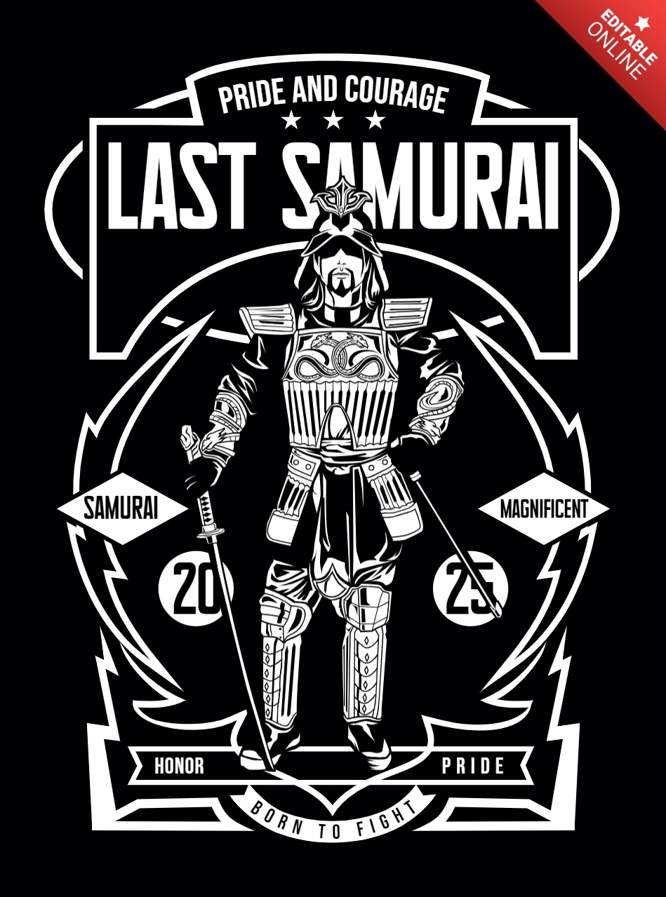Plantilla de diseño de camiseta vintage Last Samurai