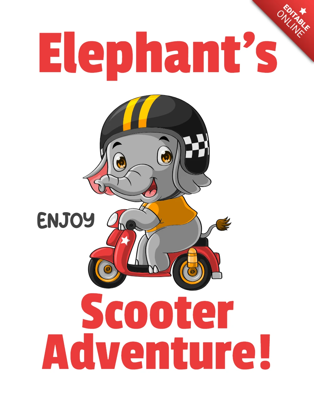 Elefant's Roller Abenteuer Designvorlage für Kinderbuch