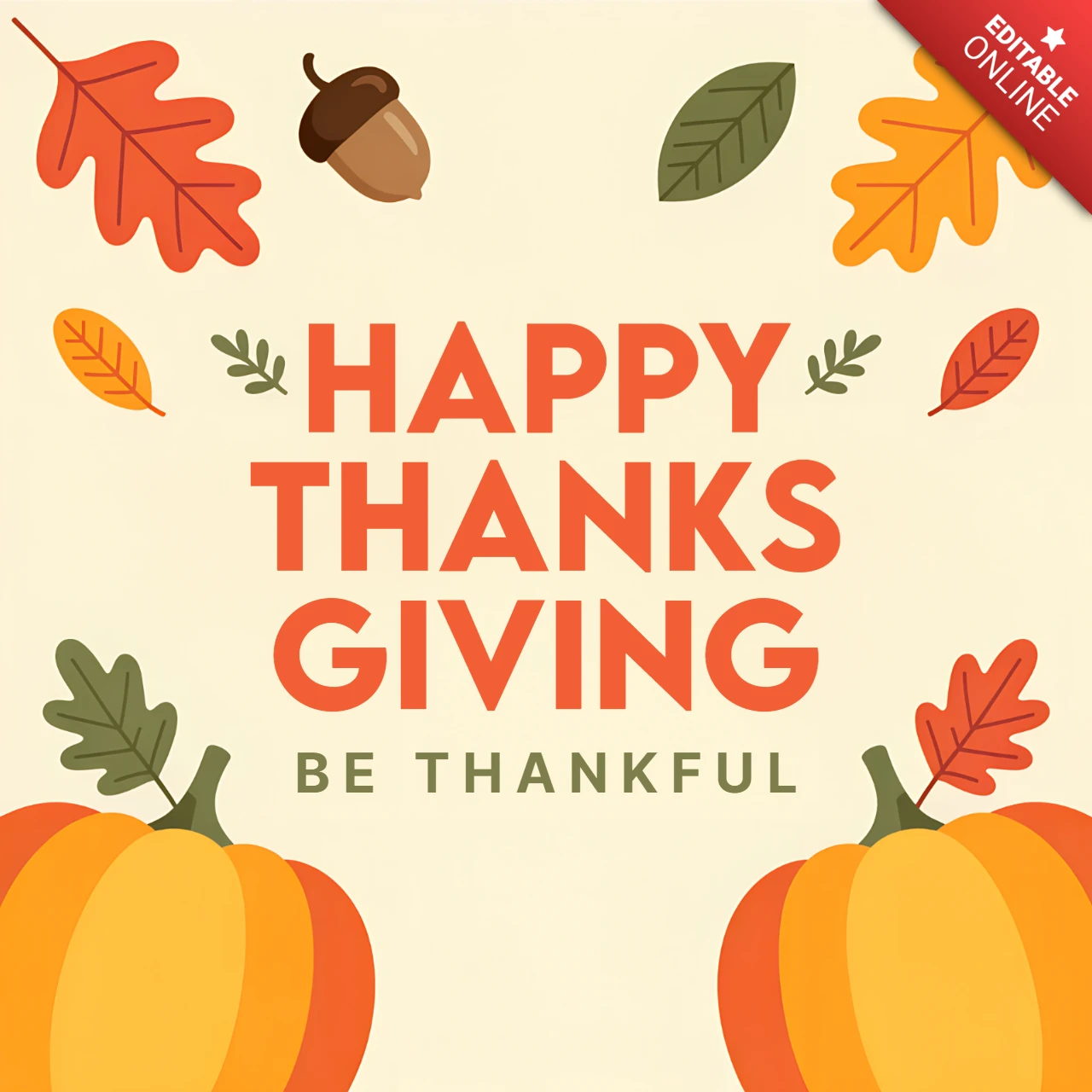 Thanksgiving Pumpkin Design Template for Seasonal Greeting Cards