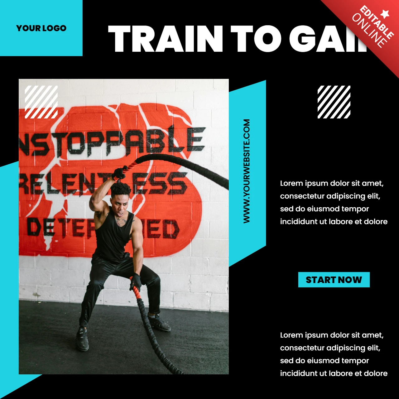 Blue Efficient Social Media Post Design Template