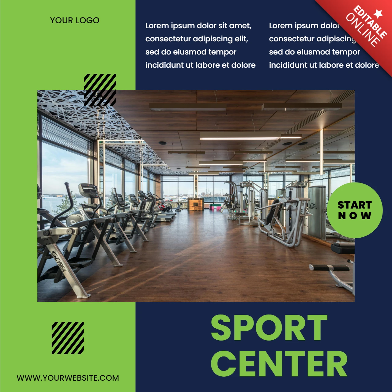 Gym center minimal instagram post design template