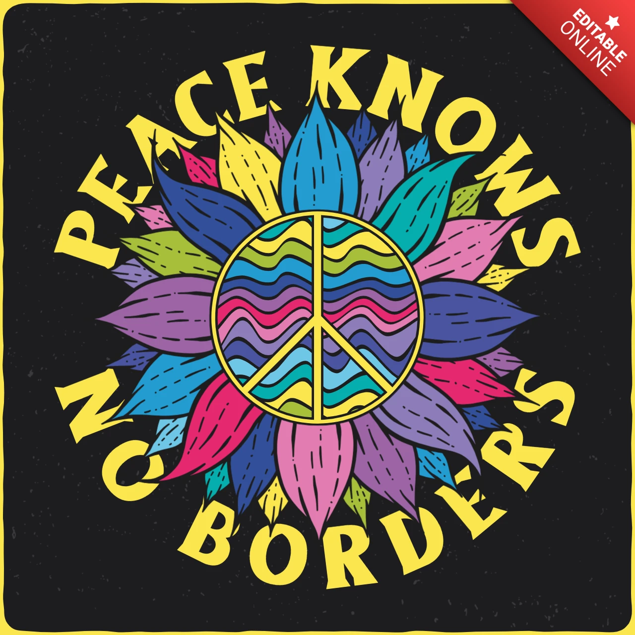 Peace Hippie Quote T-Shirt Design Template