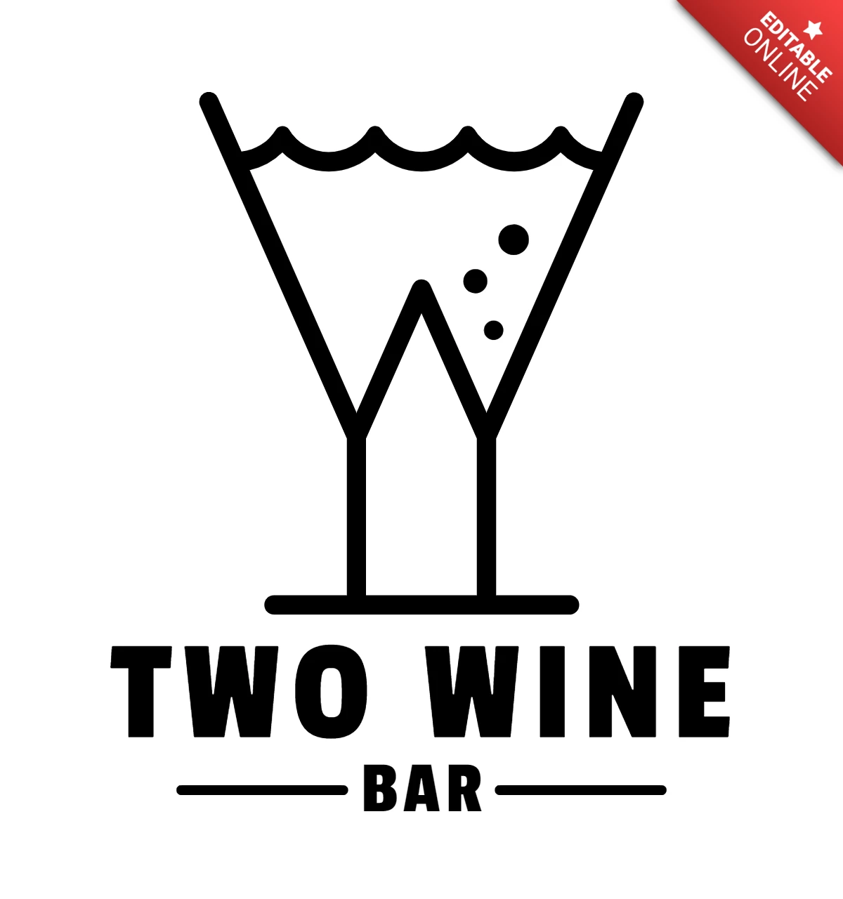 Two Wine Logo Design Template