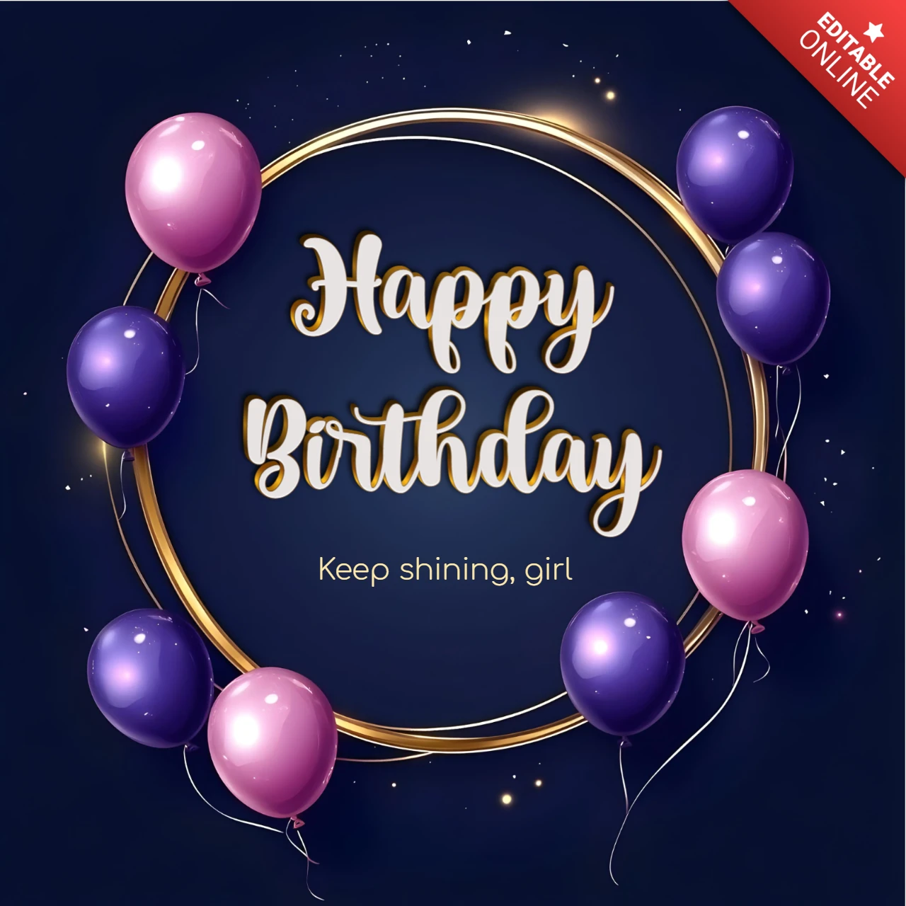Modèle de carte d'anniversaire élégante en violet pour les filles