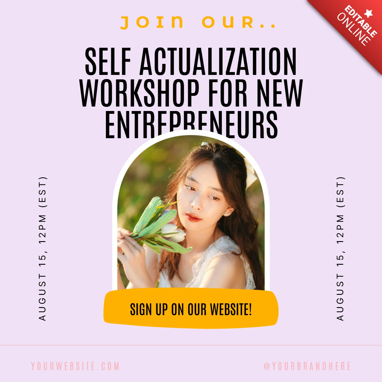 Zelfverwezenlijking workshop instagram post ontwerpsjabloon