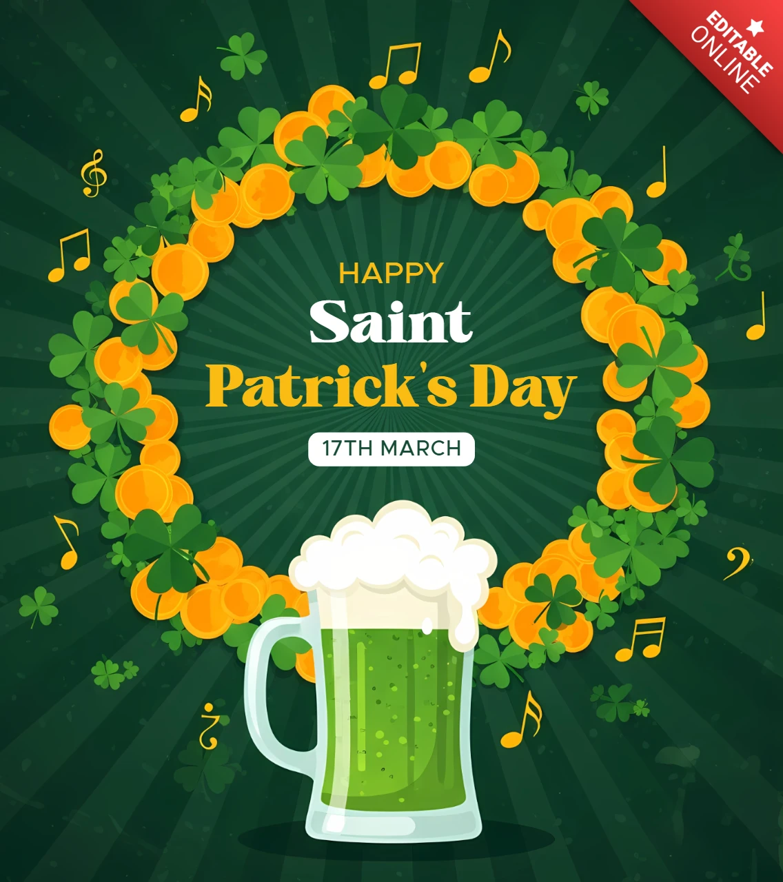 Saint Patrick Günü bira tasarımı şablonu için festivale yönelik afişler
