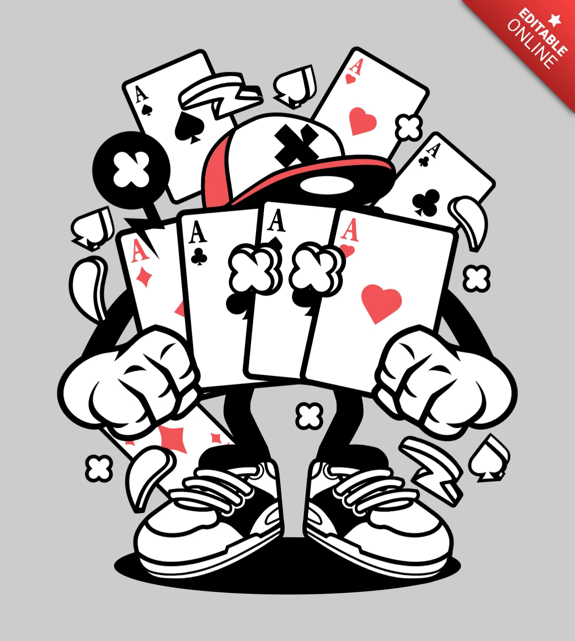 Playing Card Cartoon Character Design Template