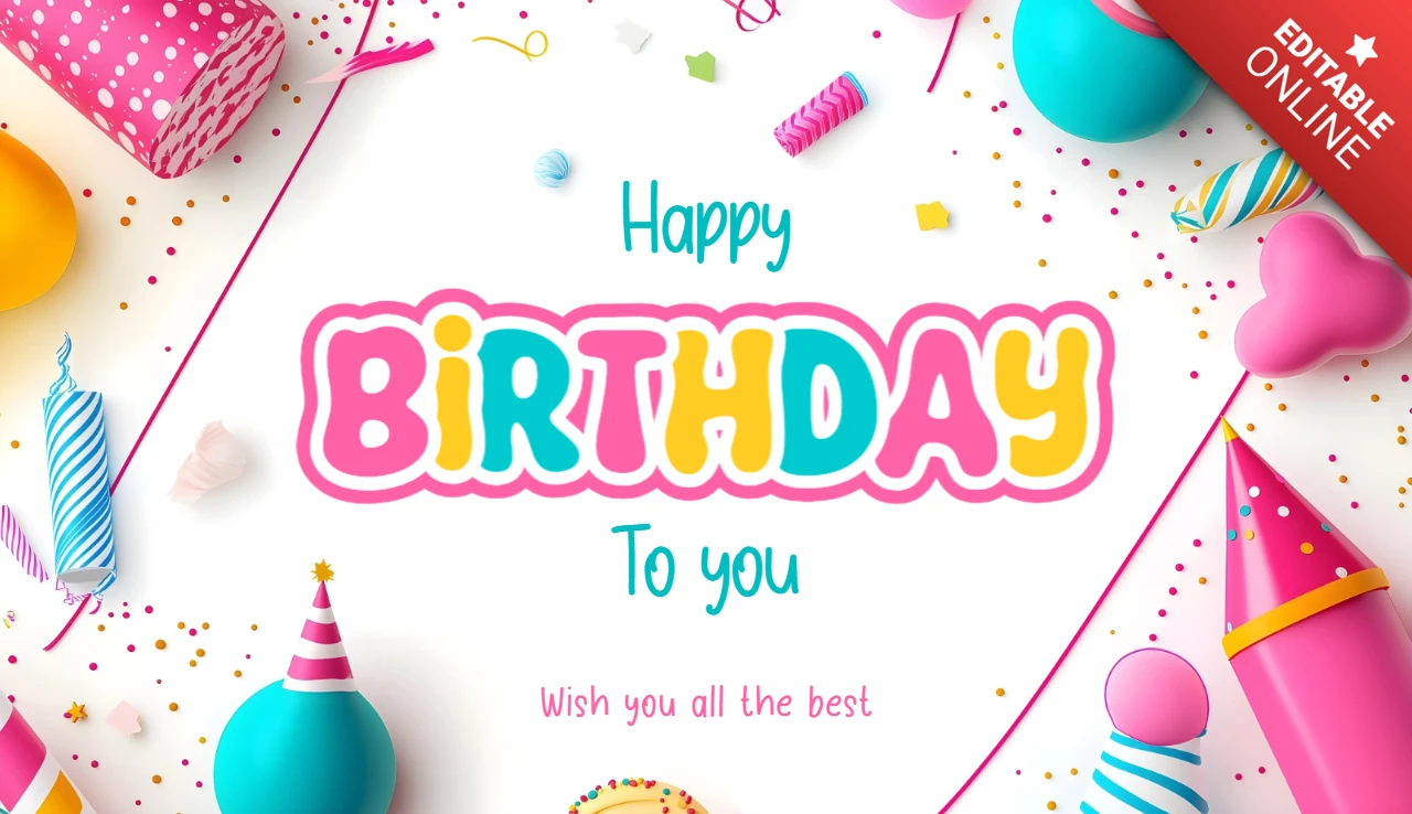 Design lúdico de cartão de desejo de feliz aniversário